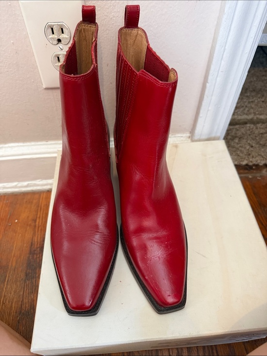 Madewell Shoes - Madewell red leather ankle boots size 9.5